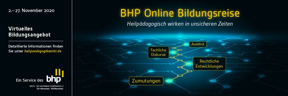 Werbeplakat für die Online-Bildungsreise des BHP